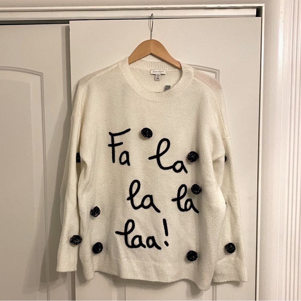 Topshop Christmas Sweater- White - size Medium
